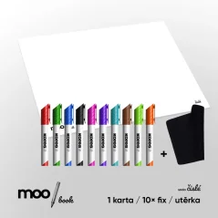 Sada ČISTÉ MOO book™ 10× barevný fix s utěrkou